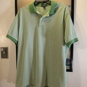 Lands' End men’s large green striped polo